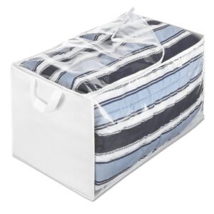 Whitmor Zippered Jumbo Storage Bag, 29"L x 17.5"W x 15.5"H, White / Clear