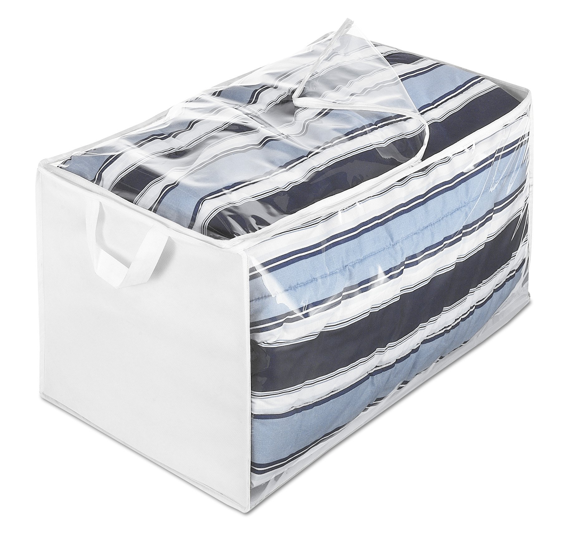 Whitmor Zippered Jumbo Storage Bag, 29"L x 17.5"W x 15.5"H, White / Clear