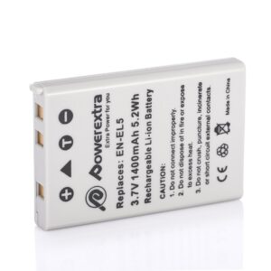 Powerextra 2 x EN-EL5 Replacement Nikon Battery Compatible with Nikon CoolPix 3700, 4200, 5200, 5900, 7900, P3, P4, P80, P90, P100, P500, P510, P520, P530, P5000, P5100, P6000, S10