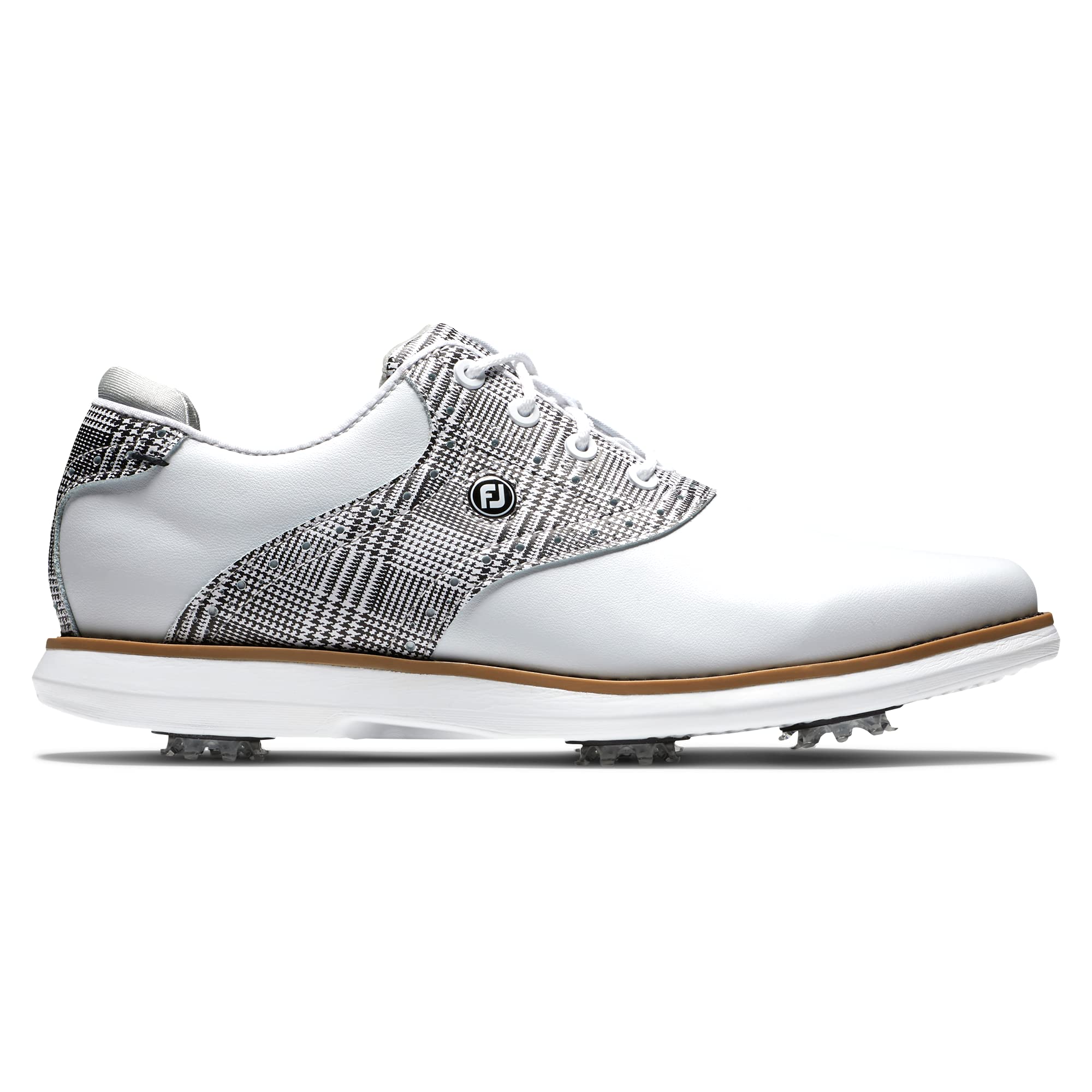 FootJoy Women's Traditions Previous Season Style Golf Shoe, White/Black Plaid, 7