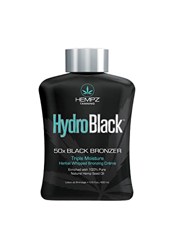 HEMPZ Hydroblack 50X Black Bronzer - Herbal Moisturizing Self Tanning Lotion for Tanning Beds, Beach, Sun 13.5 Fl OZ