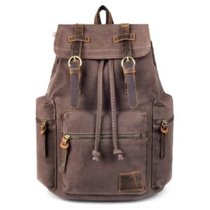 pkuvdsl canvas vintage backpack, large mens rucksack for travel adventure bookbag coffee