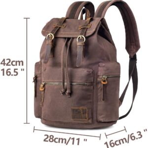 PKUVDSL Canvas Vintage Backpack, Large Mens Rucksack for Travel Adventure Bookbag Coffee