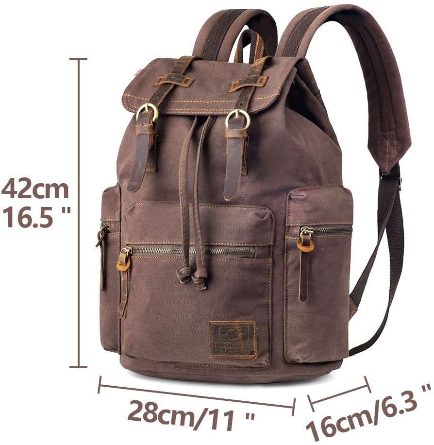 PKUVDSL Canvas Vintage Backpack, Large Mens Rucksack for Travel Adventure Bookbag Coffee