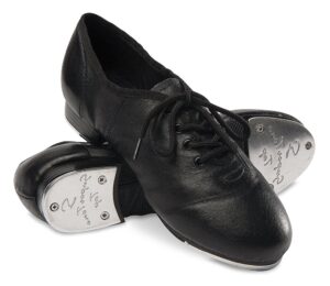 danshuz adult black split sole leather upper jazz tap shoes 6 women wide