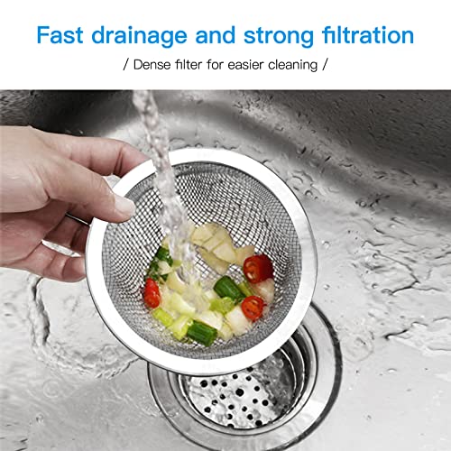 Maxware 4PCS Heavy Duty Stainless Steel Sink Strainer,Sink Basket Set, Fits Most Kitchen Sinks 4.5'', Bathroom Sinks 2.75'',Shower Drains