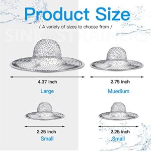 Maxware 4PCS Heavy Duty Stainless Steel Sink Strainer,Sink Basket Set, Fits Most Kitchen Sinks 4.5'', Bathroom Sinks 2.75'',Shower Drains