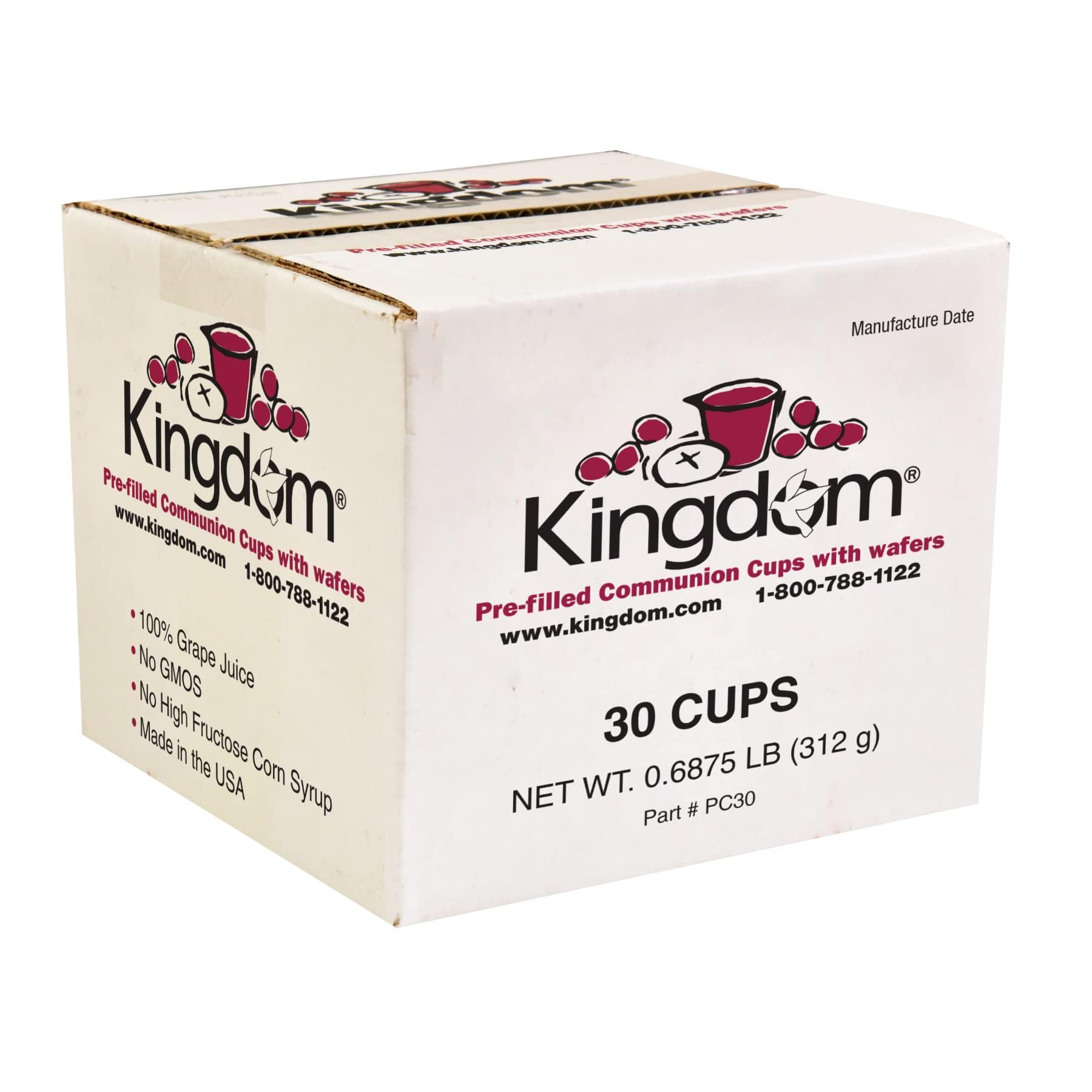 Kingdom Prefilled Communion Cups with Wafers - 30 Count