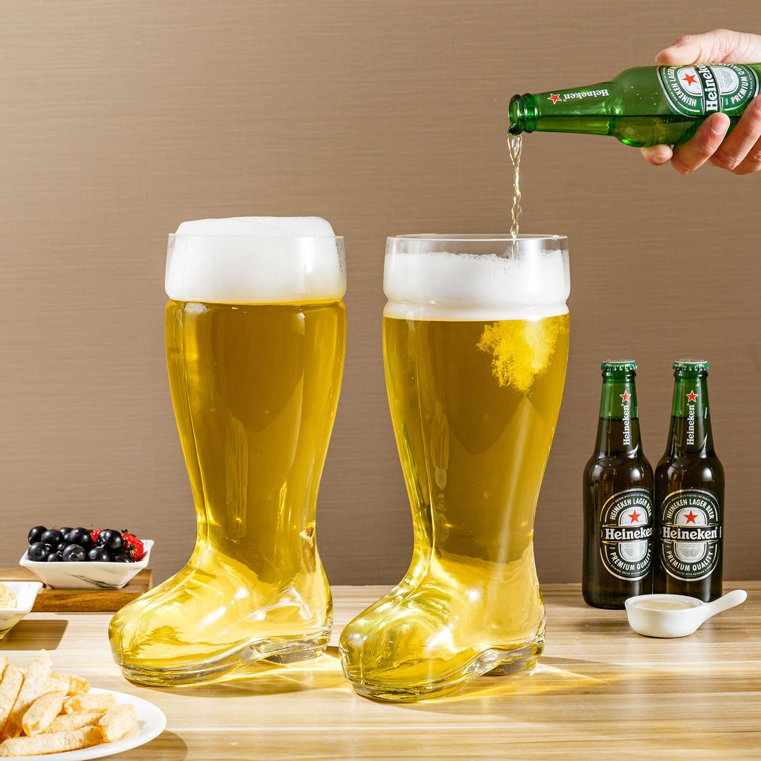 MyGift 2 Liter Das Boot Style Beer Glasses Large German Stein for Oktoberfest Theme, Set of 2