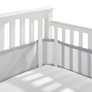 BreathableBaby Breathable Mesh Liner for Full-Size Cribs, Classic 3mm Mesh, Gray (Size 4FS Covers 3 or 4 Sides)