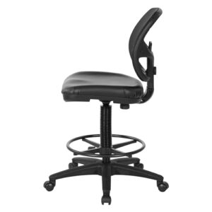 Office Star DC Series Deluxe Breathable Mesh Back Ergonomic Drafting Chair with Lumbar Support and Adjustable Footring, Black Vinyl