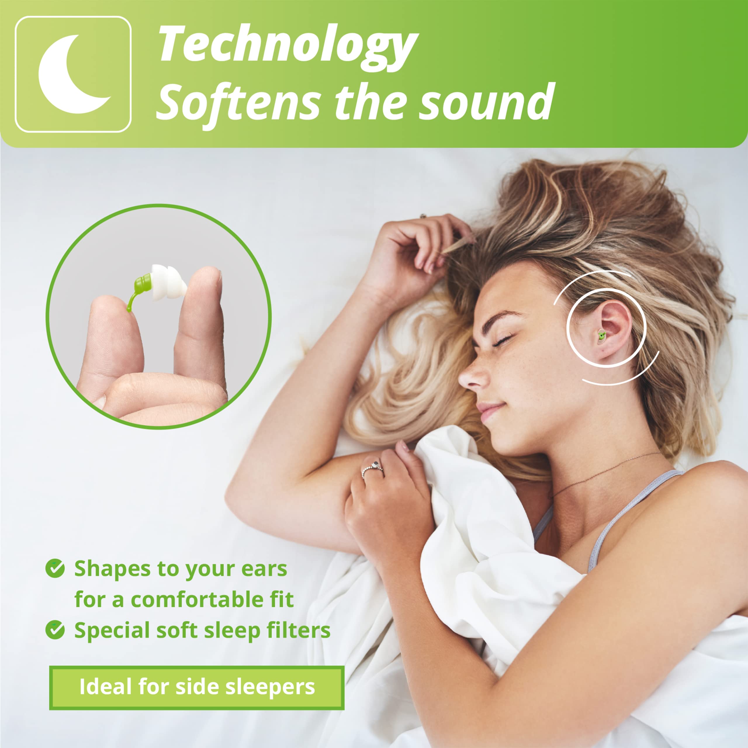 Alpine SleepSoft Sleeping Earplugs - Ultra Soft Filter for Side Sleeper - Reduce Noises & Improve Sleep - Reusable, Hygienic, Hypoallergenic Hearing Protection for Adults with Long Lasting Comfort