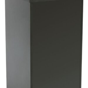 Rolling Wood Podium, 44"H, Locking Wheels, 2 Shelf Open Cabinet, Top Surface with Lip (Black)