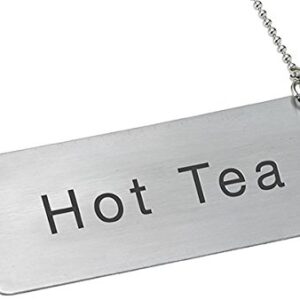 LeRose Stainless Steel Chain Signs ~ Set of 5 ~"Coffee","Decaf","Hot Water","Hot Tea","Iced Tea" ~ 3-1/2" x 1-3/4" Beverage Table Display Signs