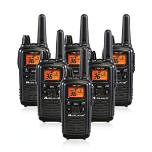 midland lxt600vp3 36 channel frs two-way radio - up to 30 mile range walkie talkie - black (pack of 6)