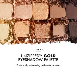 LORAC Unzipped Matte & Glitter Eyeshadow Palette, Gold | Cruelty Free, Gluten Free, Vegan