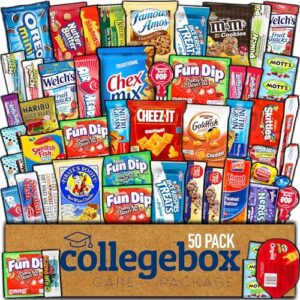collegebox snack box (50 count) finals variety pack care package gift basket adult kid guy girl women men birthday college student office school