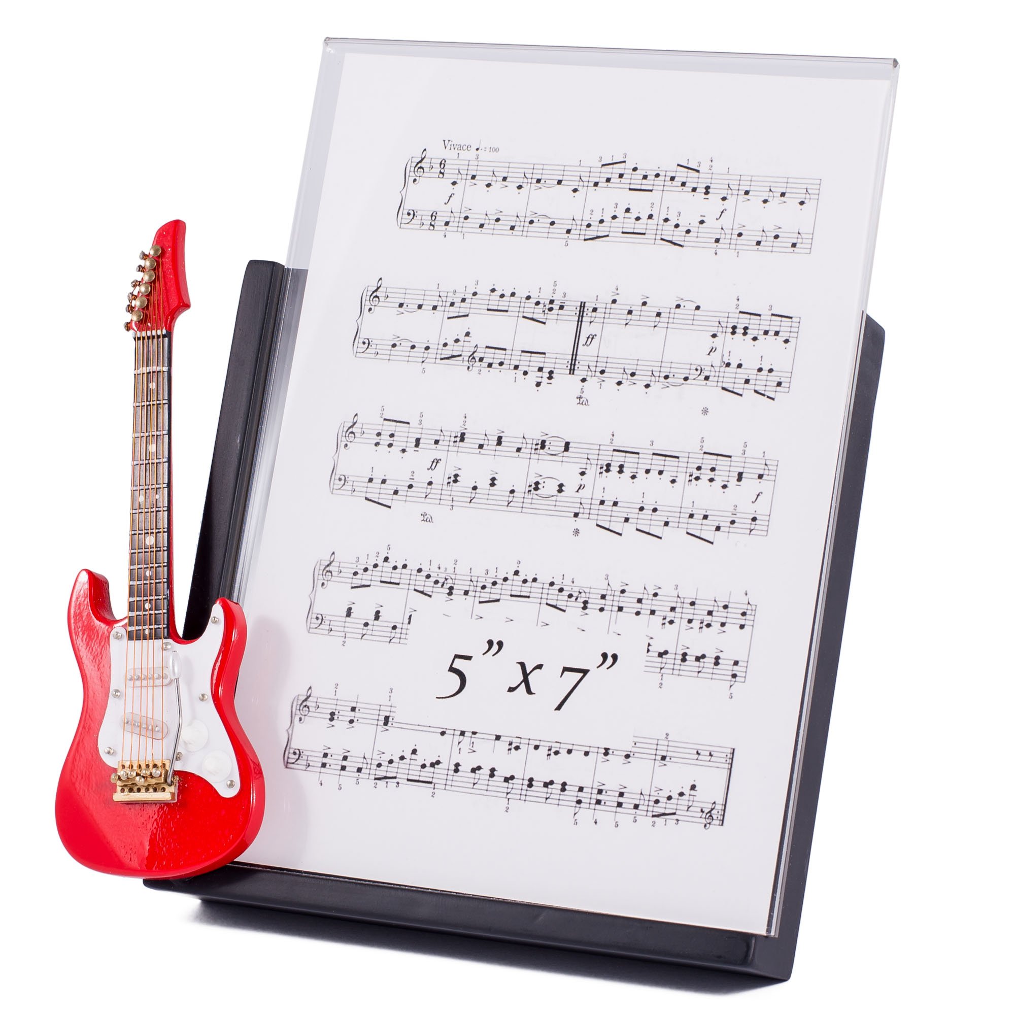 Broadway Gift Red Electric Guitar Decorative Classic Black 5x7 Picture Frame