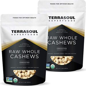 terrasoul superfoods organic raw cashews, 4 lbs (pack of 2), premium quality for snacking, baking, and culinary creations
