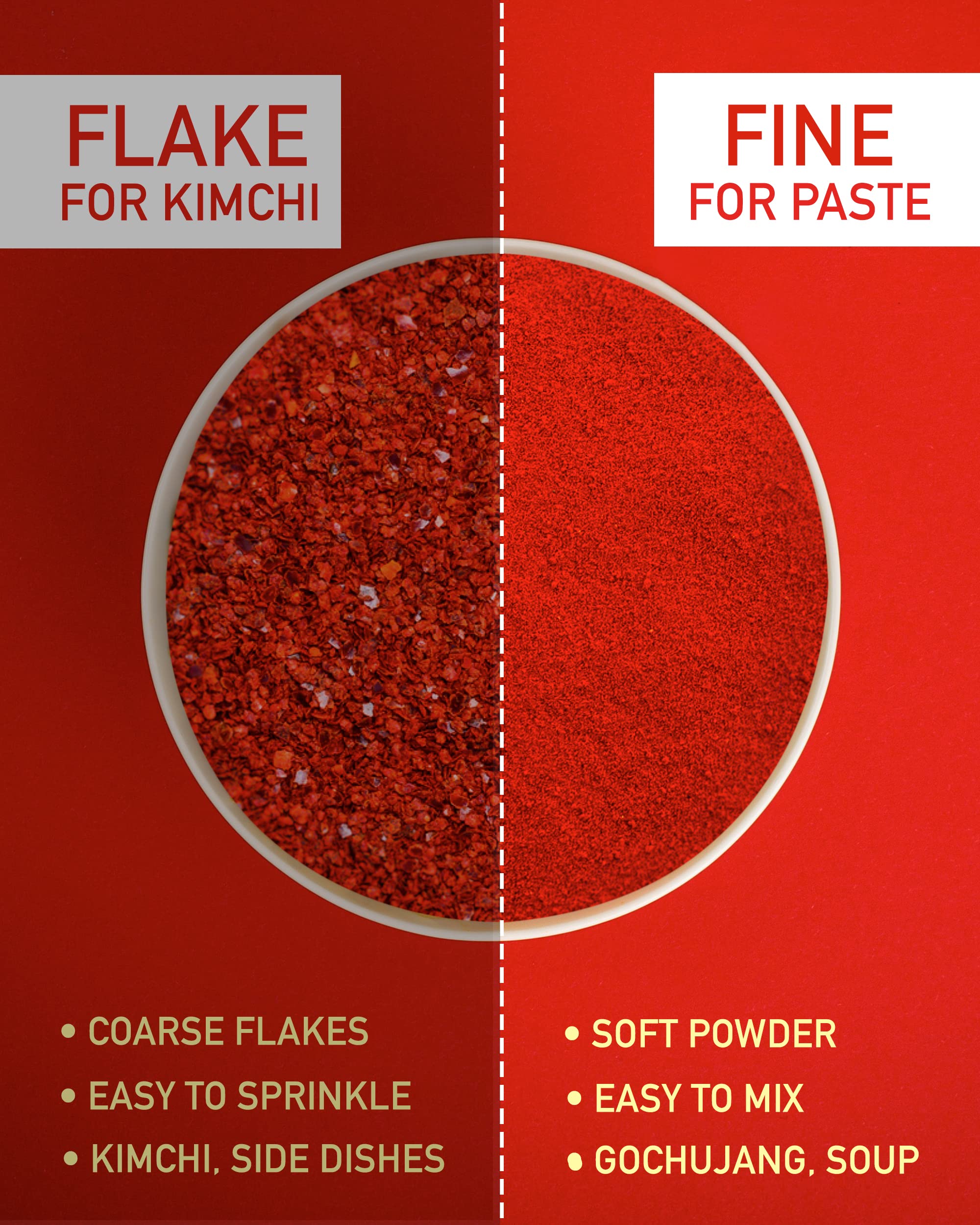 Taekyung Chili Powder For Paste (Fine, 1LB) - Korean Gochugaru. Red Pepper Spice Seasoning for Asian Food. MSG Free.