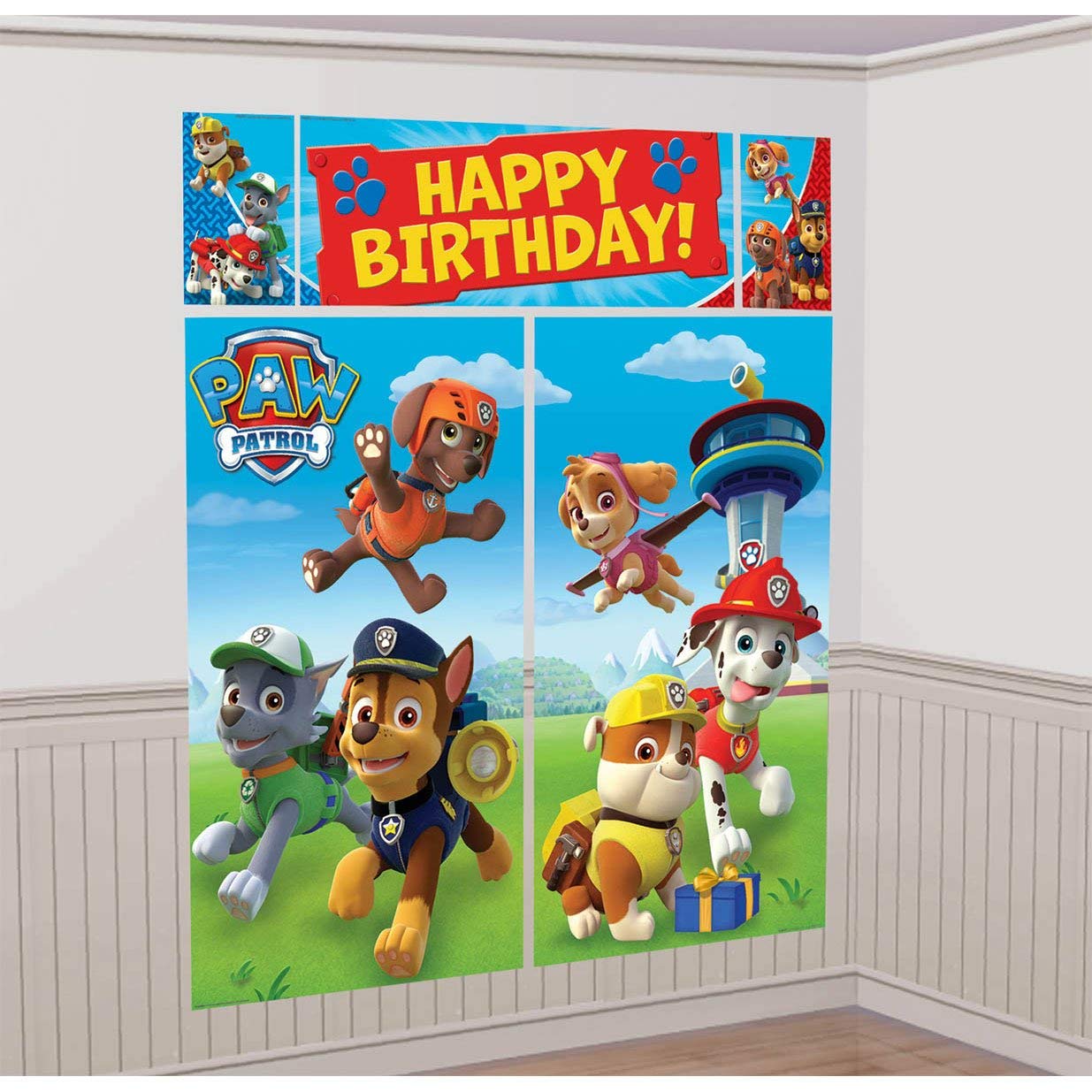American Greetings Nickelodeon, Paw Patrol Scene Setter Wall Decorations for unisex-children, 5-Count