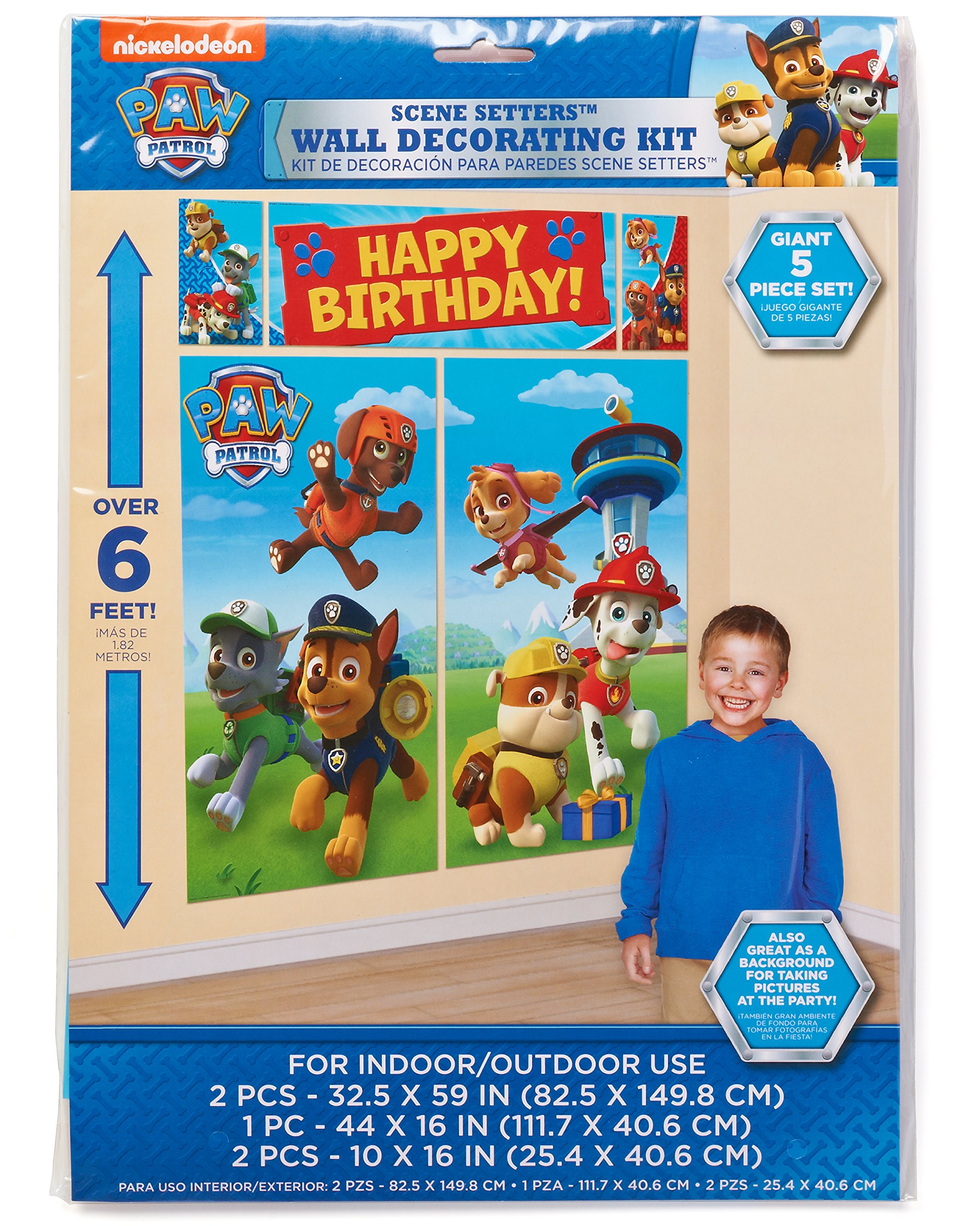 American Greetings Nickelodeon, Paw Patrol Scene Setter Wall Decorations for unisex-children, 5-Count