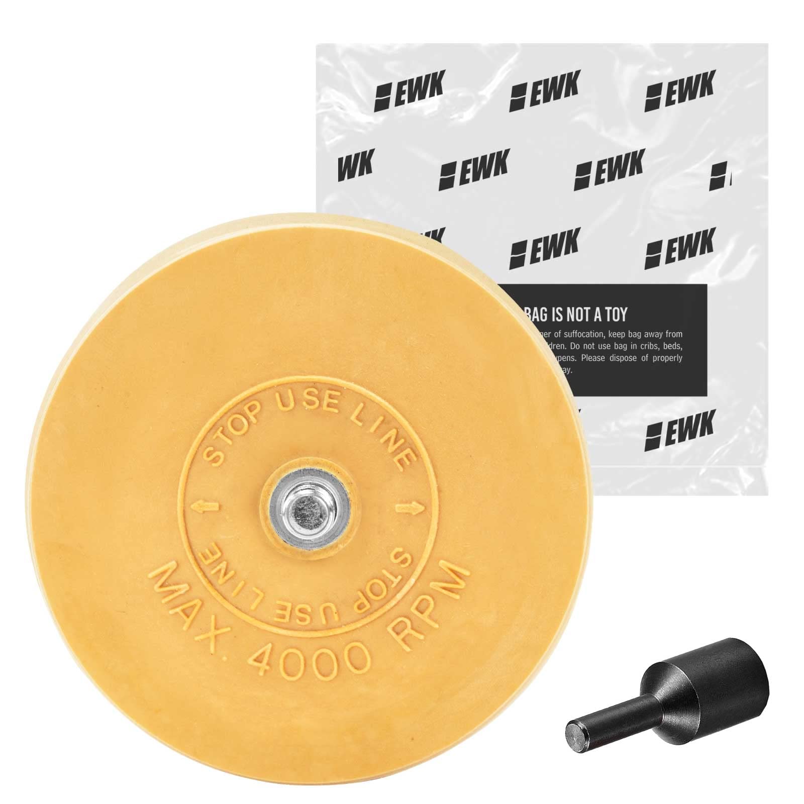 EWK Rubber Eraser Wheel and Adhesive Remover for Cars, RVs, Trucks, Boats, Windows, Metal, Glass