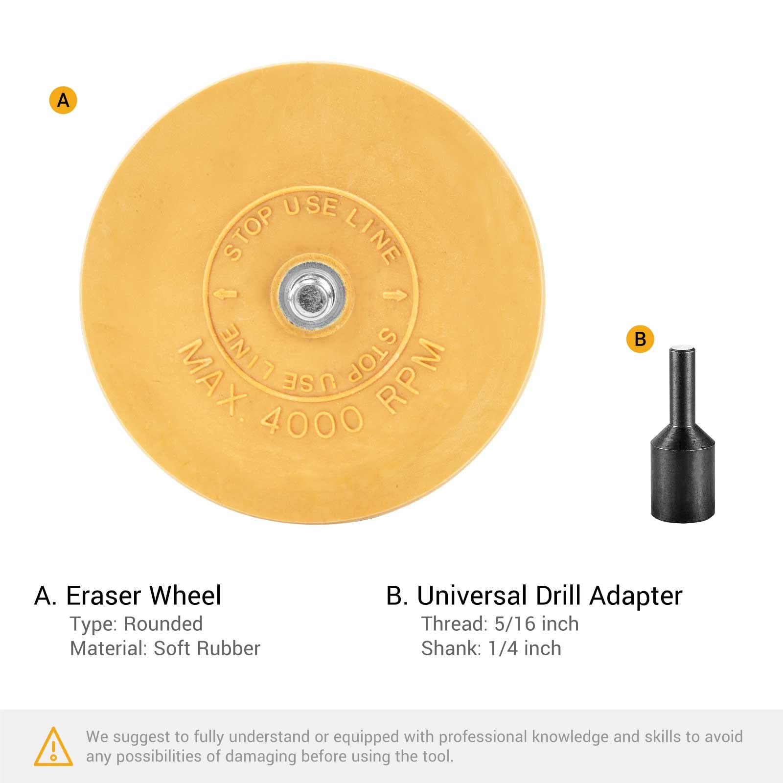 EWK Rubber Eraser Wheel and Adhesive Remover for Cars, RVs, Trucks, Boats, Windows, Metal, Glass