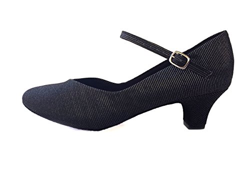 So'Danca Women's Glitter Canvas Ballroom Shoe 1.5in Heel Black 10M US