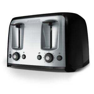 black+decker 4-slice toaster, tr1478bd, extra wide slots, 7 shade settings, 1400 watts, frozen and bagel buttons