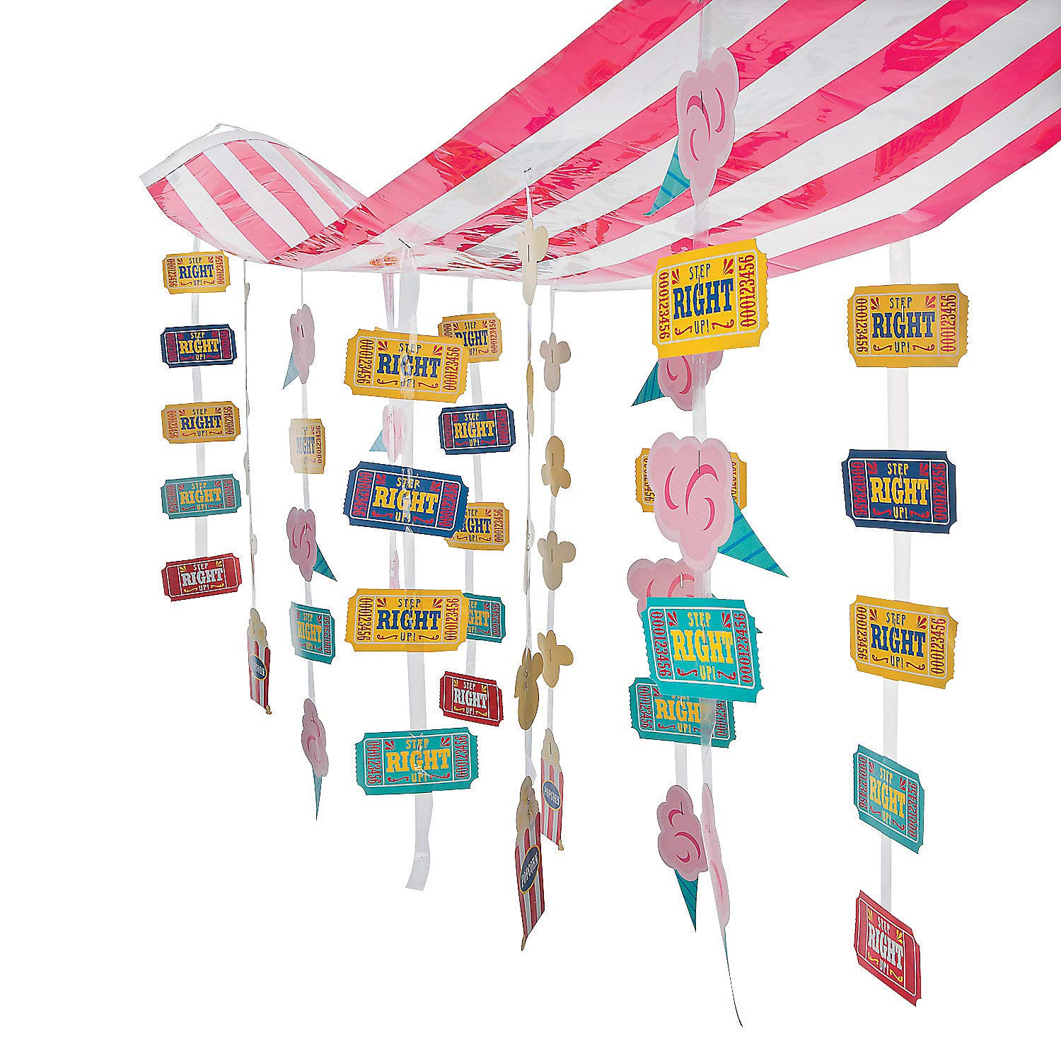 Fun Express Carnival Hanging Ceiling Decorations - 12 feet Long - Hanging Birthday Party Decor