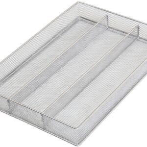 Ybm Home Silver Mesh Cutlery Holder In-drawer Utensil Flatware Organizer/tray Size Width 11" Length 16" Height 2" (3-compartment)