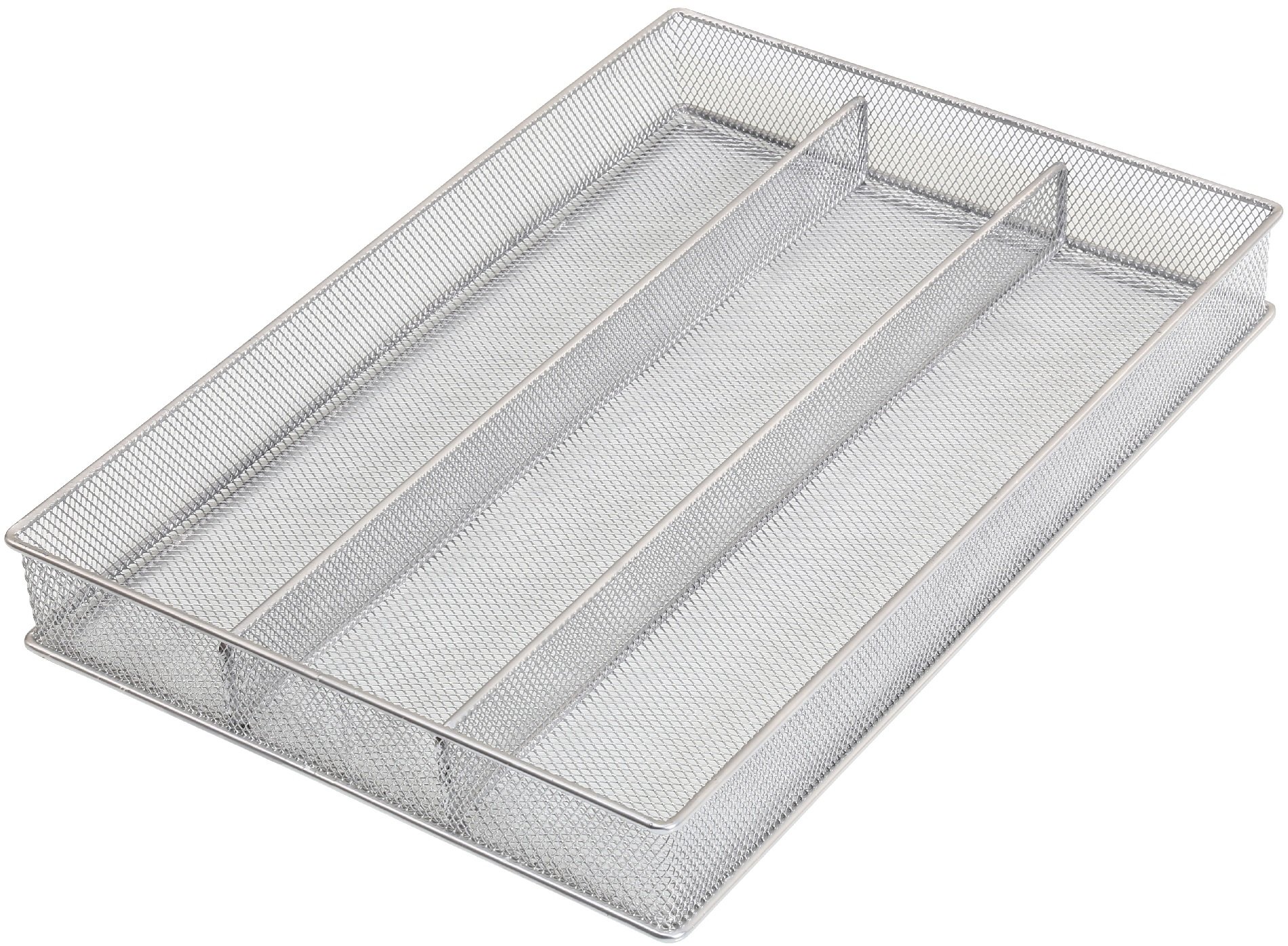 Ybm Home Silver Mesh Cutlery Holder In-drawer Utensil Flatware Organizer/tray Size Width 11" Length 16" Height 2" (3-compartment)