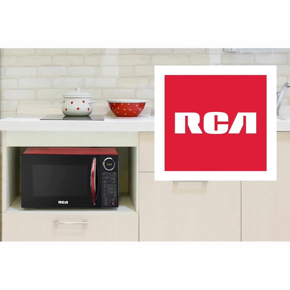 RCA RMW953-RED Microwave Oven, 900 Watts with 10 Power Levels, Red