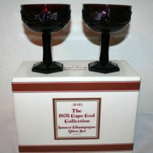 avon cape cod saucer champagne wine glasses ruby red set of 2