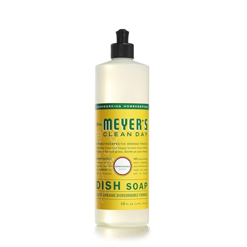 MRS. MEYER'S CLEAN DAY Liquid Dish Soap, Biodegradable Formula, Honeysuckle, 16 fl. oz