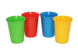 vintage set of 4 tupperware 7 ounce bell tumblers blue yellow green red