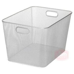 Silver Mesh Open Bin Storage Basket for Cleaning Supplies Laundry Etc. Size 14x10x9 Model #1115