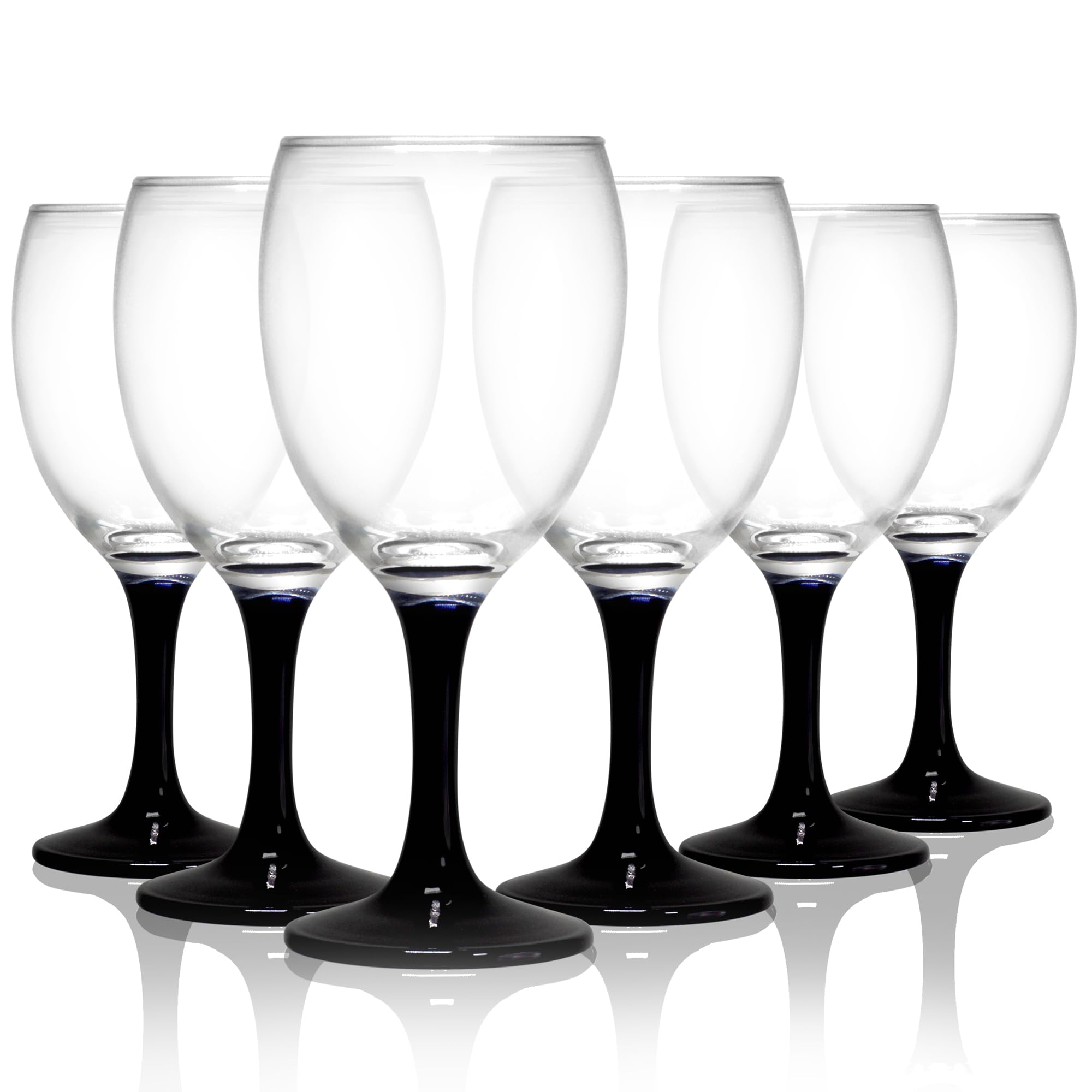 TableTop King Colored Wine Glasses Set of 6 - Colorful Stem Wine Glasses 10 Oz - Black Nuance Accent Cute Wine Glass Set - Sturdy Drinking Glasses - Multiple Vibrant Colors - Modern Glassware Set