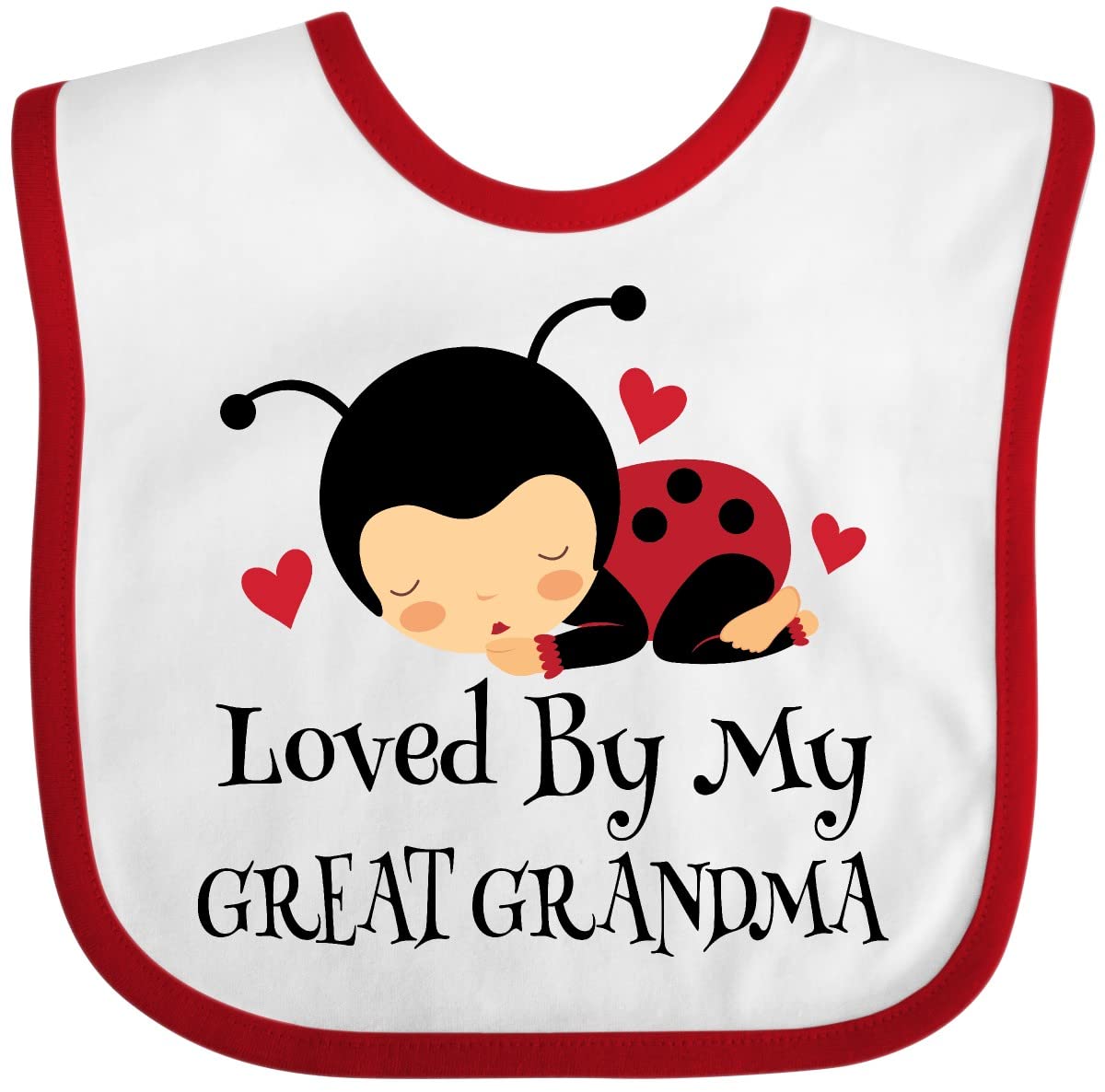 inktastic Loved By My Great Grandma Baby Bib White and Red 20ed5