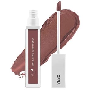 ofra cosmetics mocha - long lasting liquid lipstick lightweight velvet matte lip makeup with vitamin a & antioxidants - lasts up to 5 hours - vegan formula - 8g tube