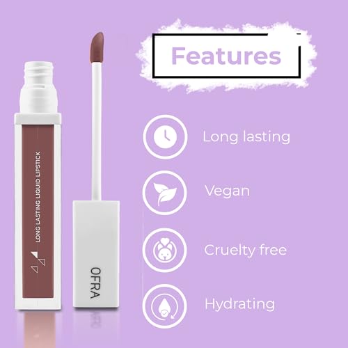 Ofra Cosmetics Mocha - Long Lasting Liquid Lipstick Lightweight Velvet Matte Lip Makeup with Vitamin A & Antioxidants - Lasts Up To 5 Hours - Vegan Formula - 8g Tube