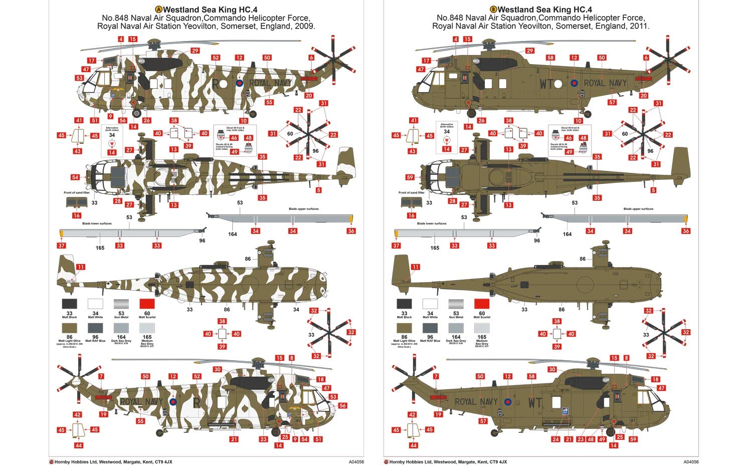 Airfix A04056 Westland Sea King HC.4 1:72nd Military Helicopter Plastic Model Kit , Navy