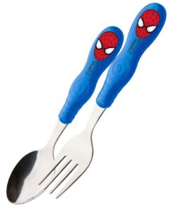 spiderman easy grip toddler fork and spoon set ~ bpa free