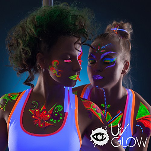 UV Glow Blacklight Face and Body Paint 0.34oz - Neon Fluorescent (0.34 Fl Oz (Pack of 7))