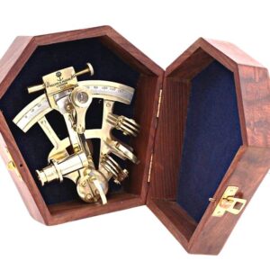 RII Pocket Sextant Kelvin Hughes London Nautical Brass, Navy Sailors Brass Sextant, Celestial Navigation, Determine Latitude & Longitude, with Rose Wooden Box, Galactic Gifting