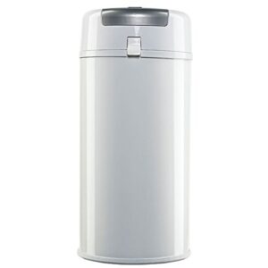 bubula premium steel diaper waste pail container w/air tight lid and lock, white/grey