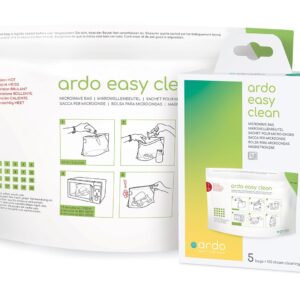 Ardo Easy Clean - Multi-use Microwave Steam Cleaning Bags for Breastfeeding Accessories, 5 Bags (100 Cleaning Cycles Total)