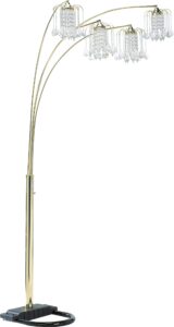 milton greens stars a6966g silvia adjustable arc floor lamp with dimmer switch, polished brass, 90"