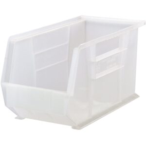 quantum qus265cl ultra stack and hang bin, 18" length x 8-1/4" width x 9" height, clear, pack of 6